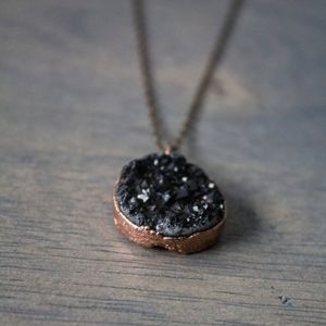 Black Hematite Druzy Pendant Necklace